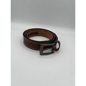 Quoddy Genuine Leather Belt Mens Size 42 Brown Dark Buckle Stitching